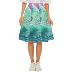 Pink Sky Blue Ocean Waves Classic Short Skirt by GardenOfOphir