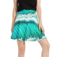 Ocean Waves Design In Pastel Colors Waistband Skirt by GardenOfOphir