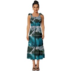 Lake Tie-strap Tiered Midi Chiffon Dress by artworkshop