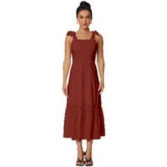 Berry Red	 - 	tie-strap Tiered Midi Chiffon Dress by ColorfulDresses