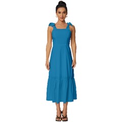 Star Command Blue	 - 	tie-strap Tiered Midi Chiffon Dress by ColorfulDresses