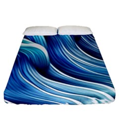 Sunny Ocean Wave Fitted Sheet (queen Size) by GardenOfOphir