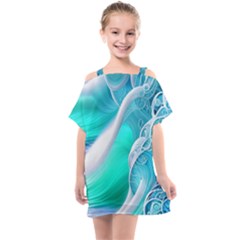 Pastel Simple Wave Kids  One Piece Chiffon Dress by GardenOfOphir