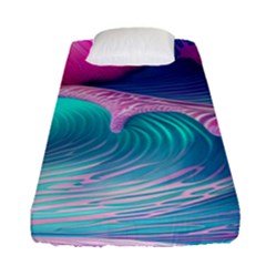 Pink Waves On The Beach Fitted Sheet (single Size) by GardenOfOphir