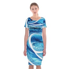 Blue Wave Classic Short Sleeve Midi Dress by GardenOfOphir