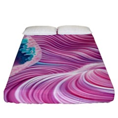 Pink Water Waves Fitted Sheet (king Size) by GardenOfOphir