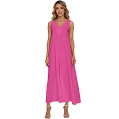 Brilliant Rose Pink	 - 	v-neck Sleeveless Loose Fit Overalls by ColorfulDresses