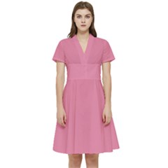 Aurora Pink	 - 	short Sleeve Waist Detail Dress by ColorfulDresses