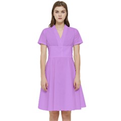 Bright Lilac Pink	 - 	short Sleeve Waist Detail Dress by ColorfulDresses