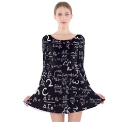 E=mc2 Text Science Albert Einstein Formula Mathematics Physics Long Sleeve Velvet Skater Dress by Jancukart