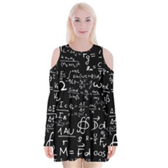 E=mc2 Text Science Albert Einstein Formula Mathematics Physics Velvet Long Sleeve Shoulder Cutout Dress by Jancukart