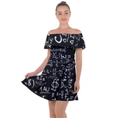 E=mc2 Text Science Albert Einstein Formula Mathematics Physics Off Shoulder Velour Dress by Jancukart