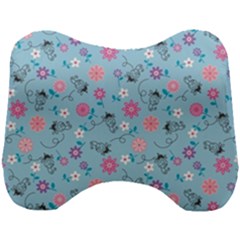 Pink And Blue Floral Wallpaper Head Support Cushion by Jancukart