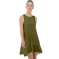 Antique Bronze Green	 - 	frill Swing Dress by ColorfulDresses