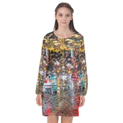 Water Droplets Long Sleeve Chiffon Shift Dress  by artworkshop