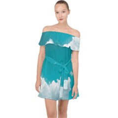 Clouds Hd Wallpaper Off Shoulder Chiffon Dress by artworkshop