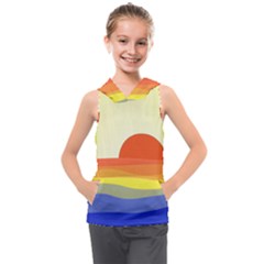 Sunset Nature Sea Ocean Kids  Sleeveless Hoodie by Ravend