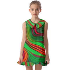 Background Green Red Kids  Pilgrim Collar Ruffle Hem Dress by Ravend