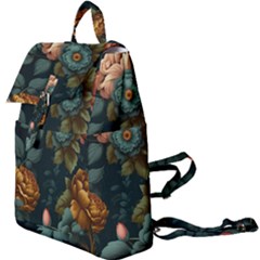 Floral Flower Blossom Turquoise Buckle Everyday Backpack by Ravend