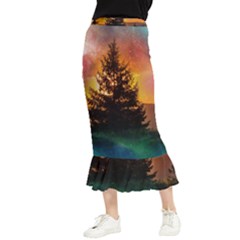 Tree Nature Landscape Fantasy Maxi Fishtail Chiffon Skirt by Ravend