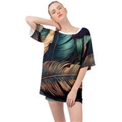 Ai Generated Leaves Foliage Plants Oversized Chiffon Top by Ravend