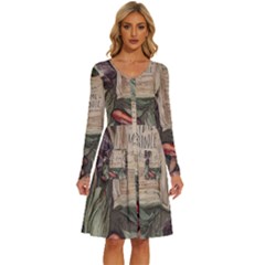 Magic Mushroom Conjure Charm Long Sleeve Dress With Pocket by GardenOfOphir