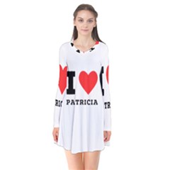 I Love Patricia Long Sleeve V-neck Flare Dress by ilovewhateva