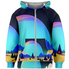 Ai Generated Trees Stars Planets Dreamlike Sun Kids  Zipper Hoodie Without Drawstring by Ravend