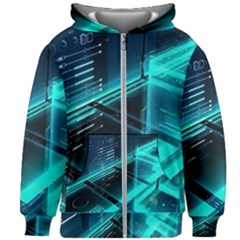 Background Patterns Geometric Glass Mirrors Kids  Zipper Hoodie Without Drawstring by Ravend