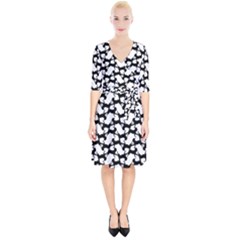 Playful Pups Black And White Pattern Wrap Up Cocktail Dress by dflcprintsclothing