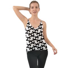 Playful Pups Black And White Pattern Chiffon Cami by dflcprintsclothing