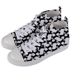 Playful Pups Black And White Pattern Women s Mid-top Canvas Sneakers by dflcprintsclothing