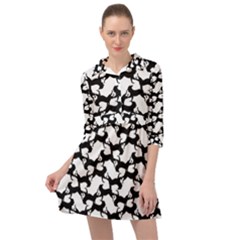 Playful Pups Black And White Pattern Mini Skater Shirt Dress by dflcprintsclothing