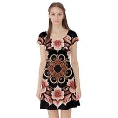 Floral Pattern Flowers Spiral Pattern Beautiful Short Sleeve Skater Dress by Ravend