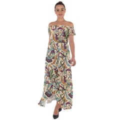 Wallpaper Floral Pattern Floral Wallpaper Background Off Shoulder Open Front Chiffon Dress by Ravend