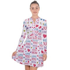 Love Mom Happy Mothers Day I Love Mom Graphic Long Sleeve Panel Dress by Ravend