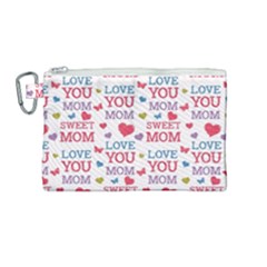 Love Mom Happy Mothers Day I Love Mom Graphic Canvas Cosmetic Bag (medium) by Ravend