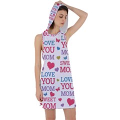 Love Mom Happy Mothers Day I Love Mom Graphic Racer Back Hoodie Dress by Ravend