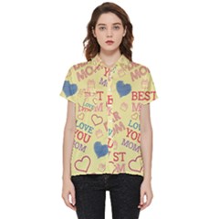 Love Mom Happy Mothers Day I Love Mom Graphic Pattern Short Sleeve Pocket Shirt by Ravend