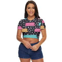 Arts Pattern Design Wallpaper Background Print Side Button Cropped Tee by Ravend