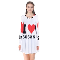 I Love Susan Long Sleeve V-neck Flare Dress by ilovewhateva