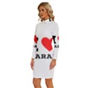 I love sarah Long Sleeve Shirt Collar Bodycon Dress View2