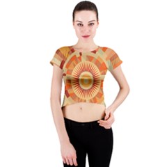 Ai Generated Retro Geometric Pattern Decor Pattern Crew Neck Crop Top by Ravend