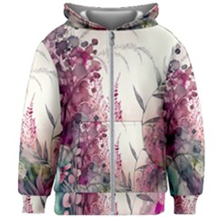 Ai Generated Flowers Watercolour Nature Plant Kids  Zipper Hoodie Without Drawstring by Ravend