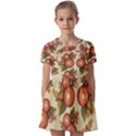 Flowers Leaves Pattern Flora Botany Drawing Art Kids  Short Sleeve Pinafore Style Dress View1