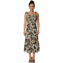 Mystic Geometry Abstract Print Tie-strap Tiered Midi Chiffon Dress by dflcprintsclothing