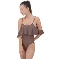 Brown Bear	 - 	drape Piece Swimsuit by ColorfulSwimWear