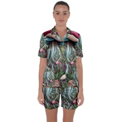 Craft Mushroom Satin Short Sleeve Pajamas Set by GardenOfOphir