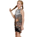 Breathe In Nature Background Kids  Halter Collar Waist Tie Chiffon Dress View2