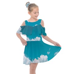 Clouds Hd Wallpaper Kids  Shoulder Cutout Chiffon Dress by artworkshop